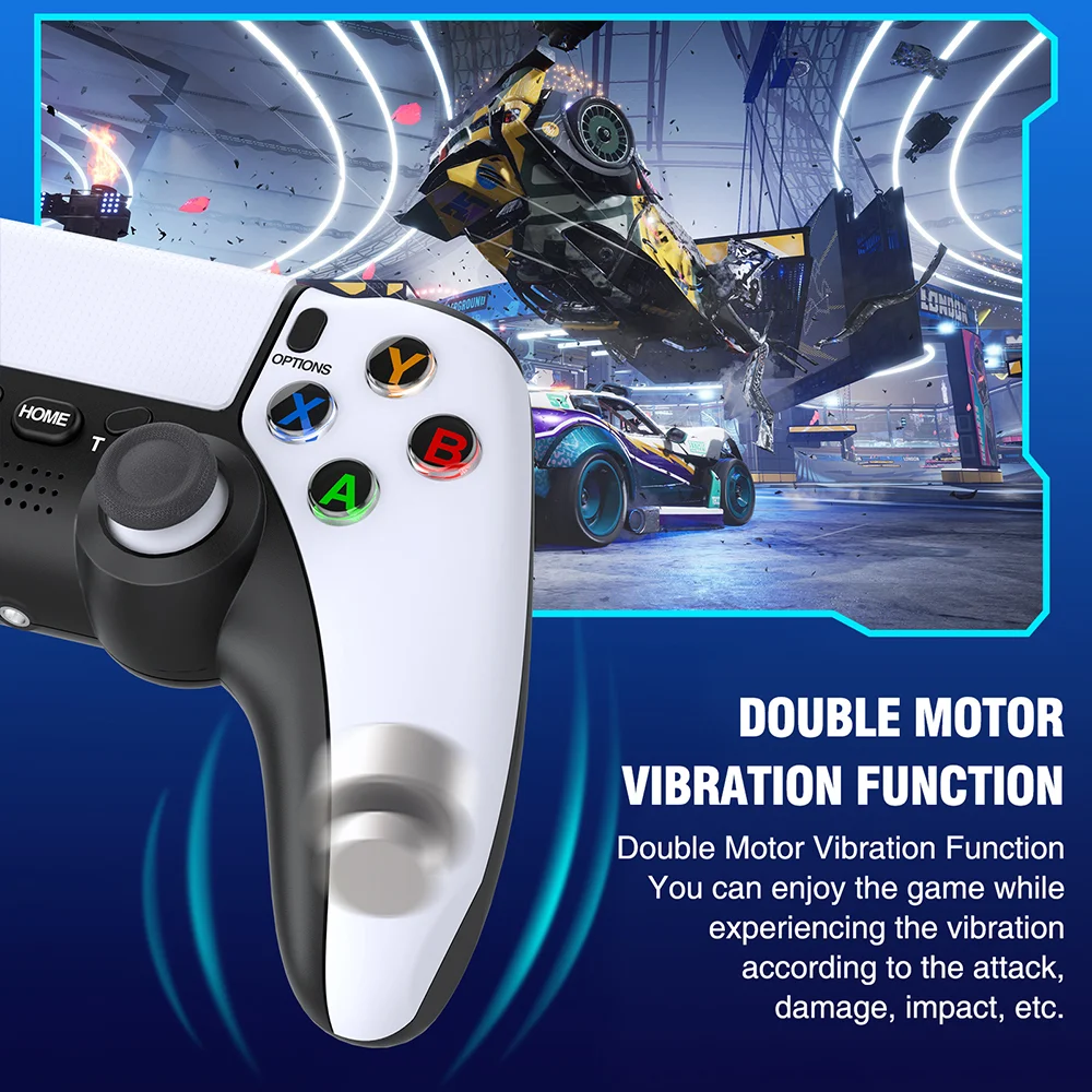 Wireless Controller Compatible with PS4/PS4 Pro/PS4 Slim, DinoFire Pro Controller with Advanced Buttons Programming/Enhanced Dual Vibration/Stereo Headset Jack/6-Axis Gyro Sensor /Turbo/Macro Function