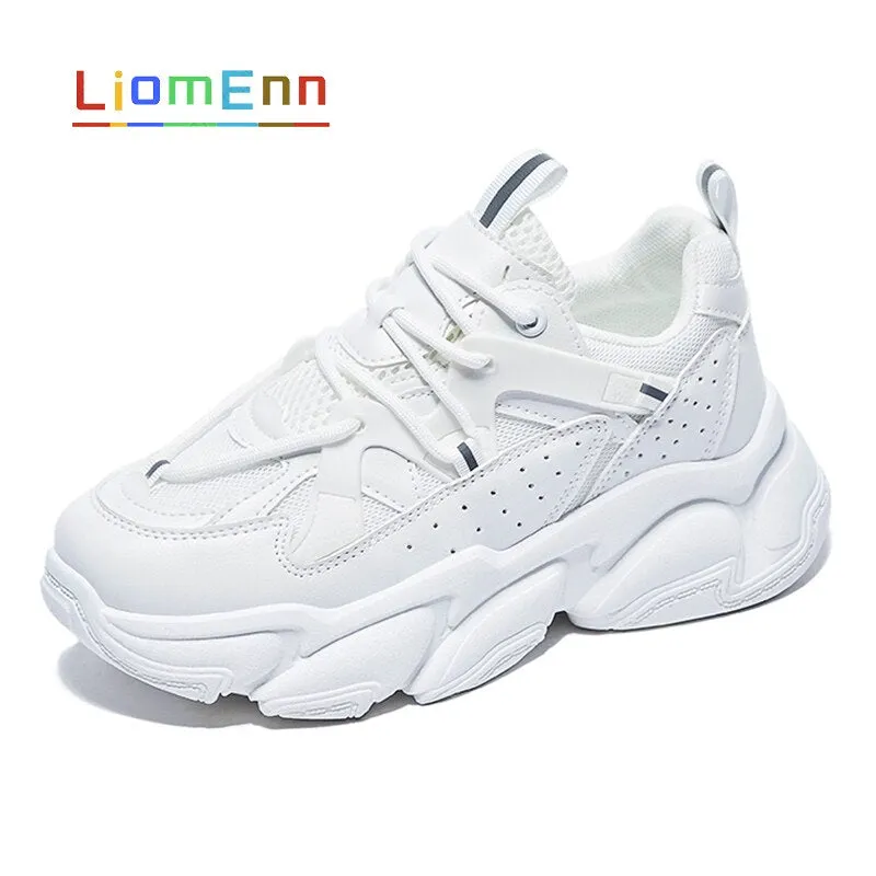 Women's White Chunky Sneakers Women Shoes Platform Casual Sport Shoes 2021 New Spring Vulcanized Tennis Female 5 cm basket femme