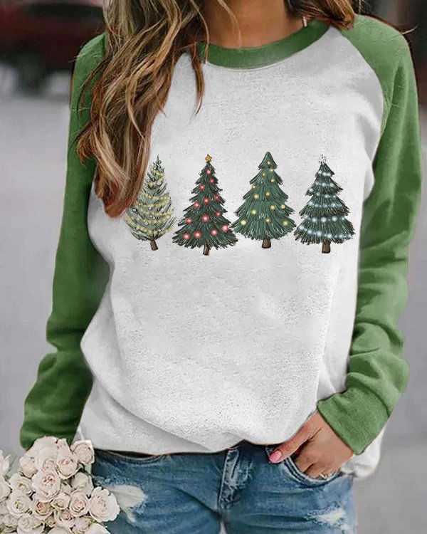 Women's Christmas Trees  Print Sweatshirt