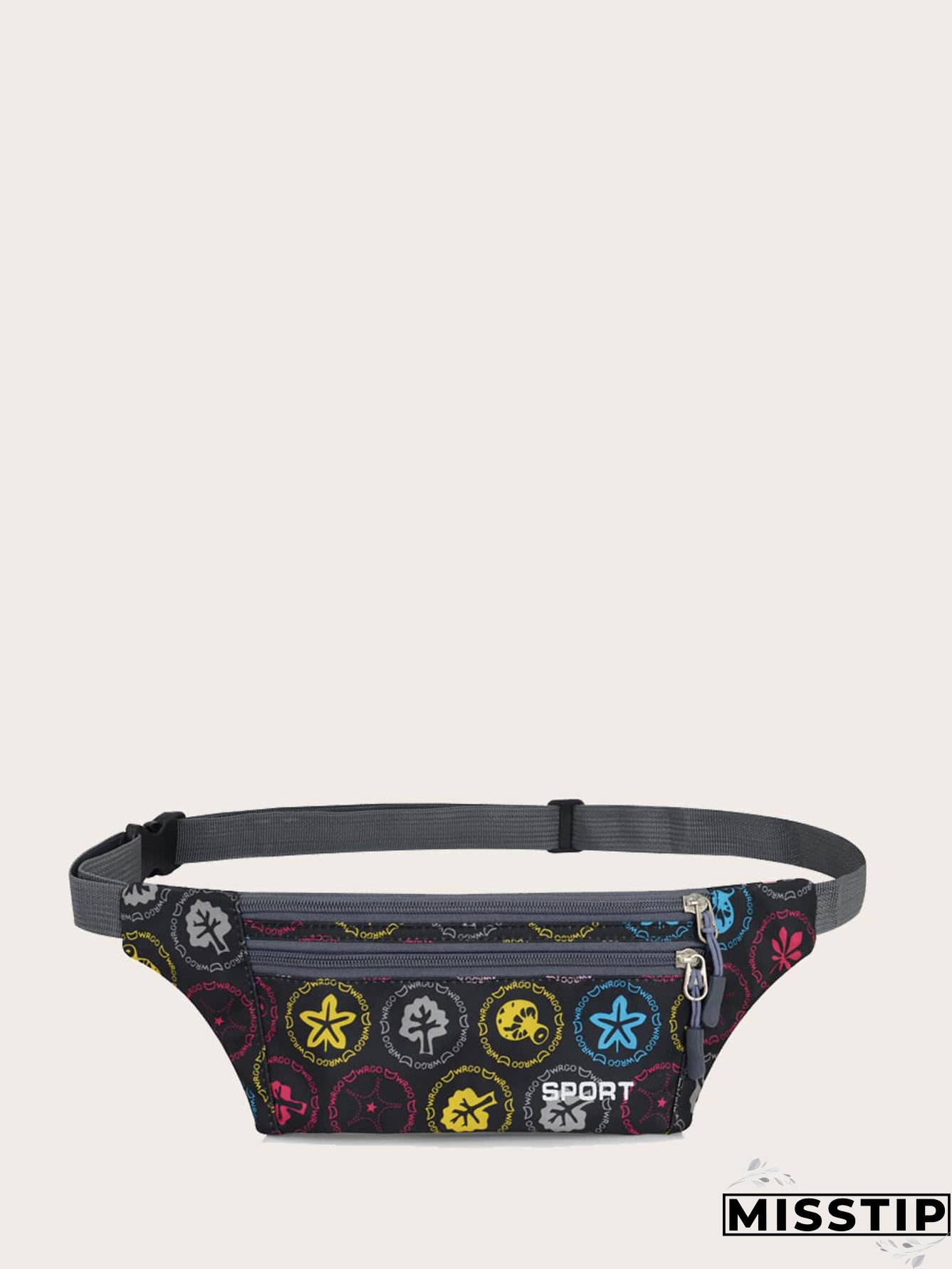 Mushroom & Letter Graphic Waterproof Fanny Pack
