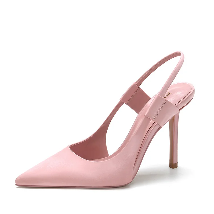 Solid Pointed Toe Ankle Strap Thin Heeled Sandals Radinnoo.com