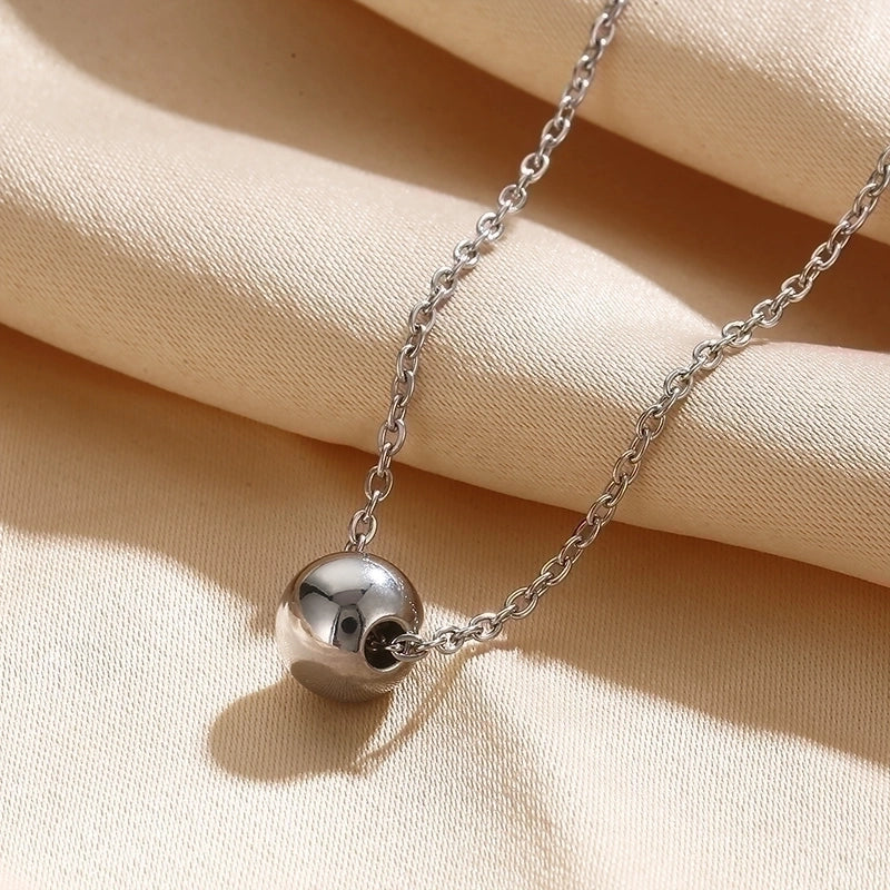 Stainless Steel Titanium Steel 18K Gold Plated Minimalist Plating Round Pendant Necklace