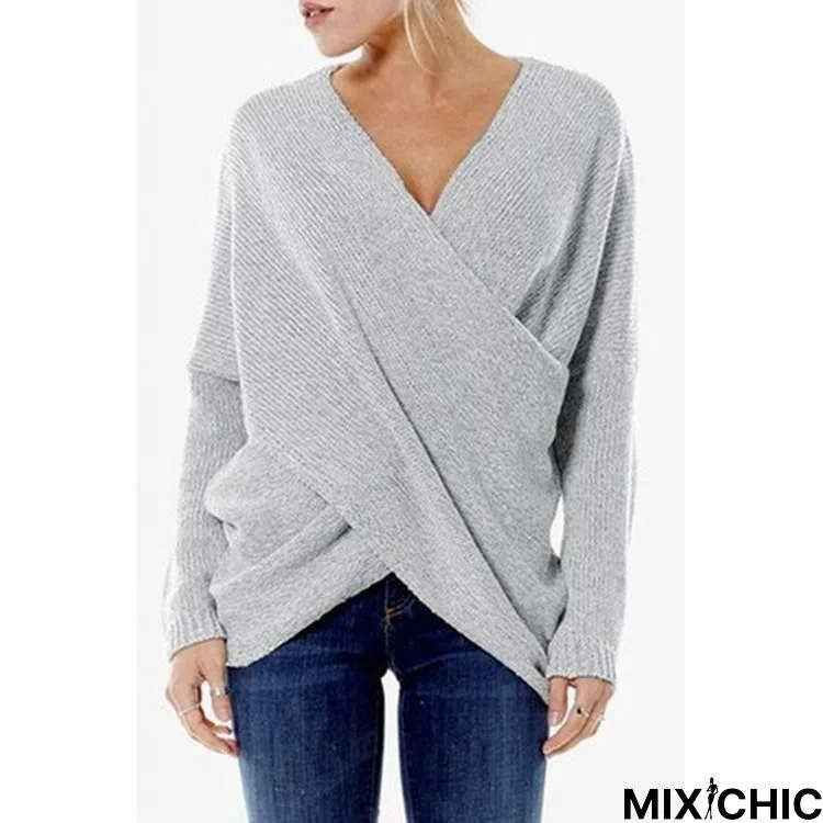 Fashion Inclined Plane Irregular Hem Sweater Pullover