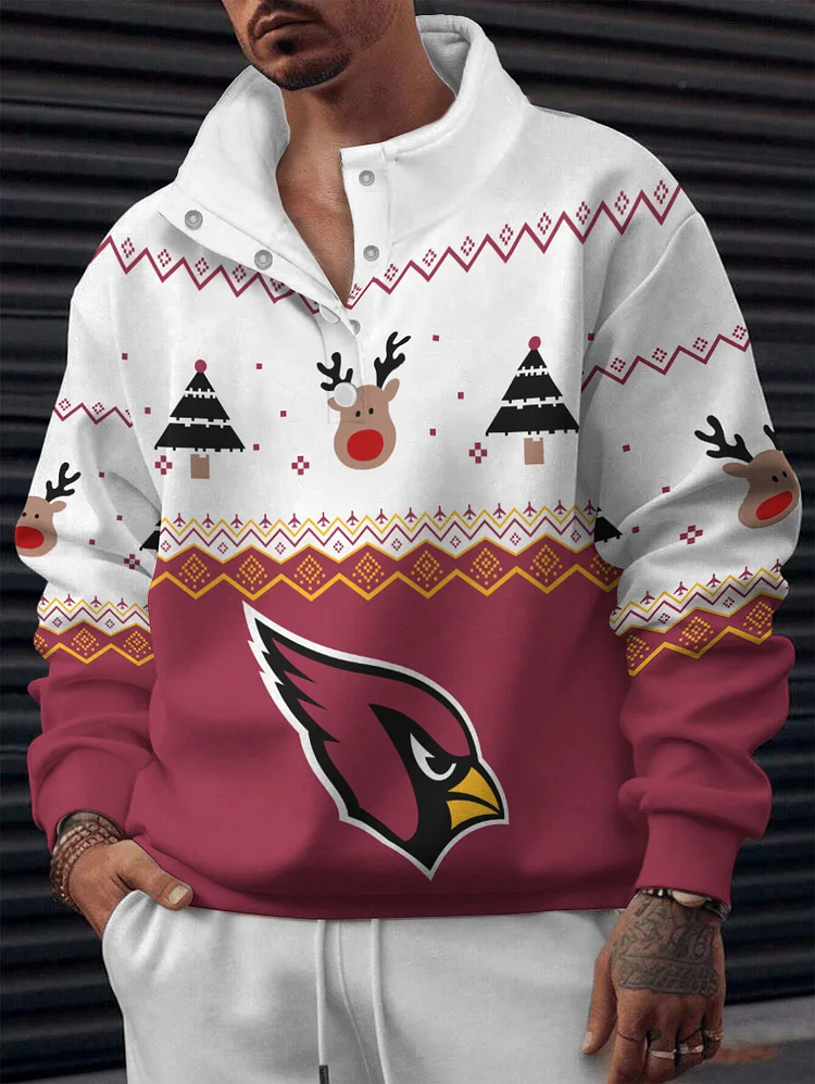 Arizona Cardinals 2025 New Design Casual Snap  Mockneck Pullover