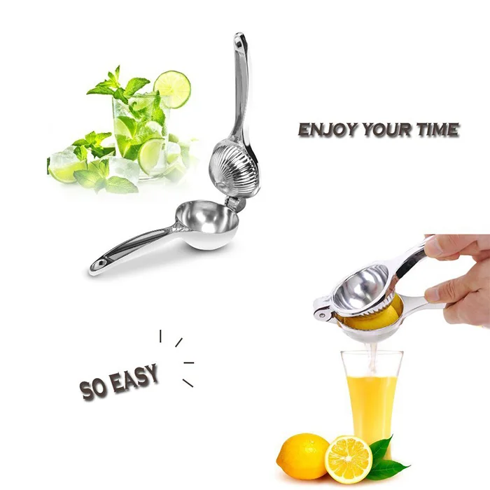 Kitchen Handheld Lemon Squeezer - Heavy Duty Citrus Juicer & Lemon Juicer Hand Press With Curved Handle - Manual Lemon Lime Squeezer & Metal Citrus Squeezer For Extracting Juices (Chrome) Deutsche Aktionsprodukte Full Strike Gmbh