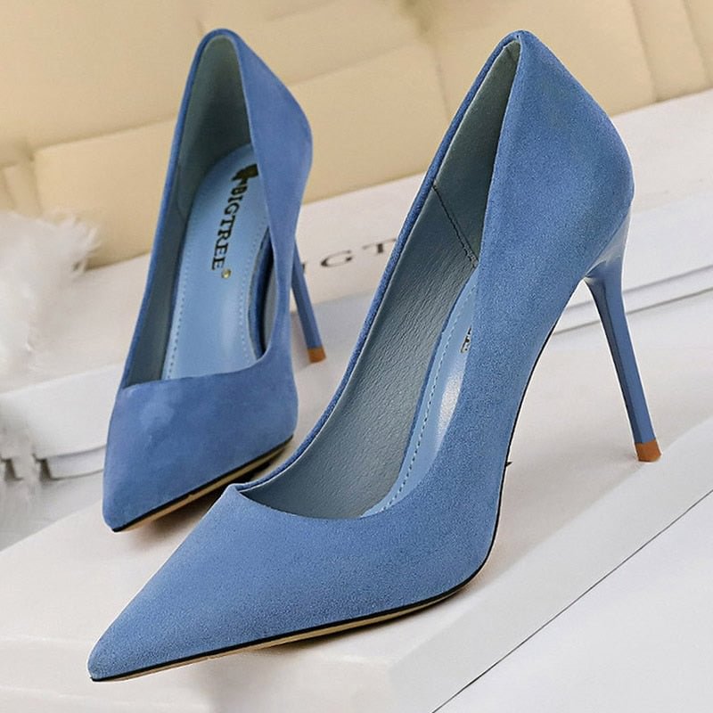 BIGTREE Shoes 2022 New Women Pumps Suede High Heels Shoes Fashion Office Shoes Stiletto Party Shoes Female Comfort Women Heels