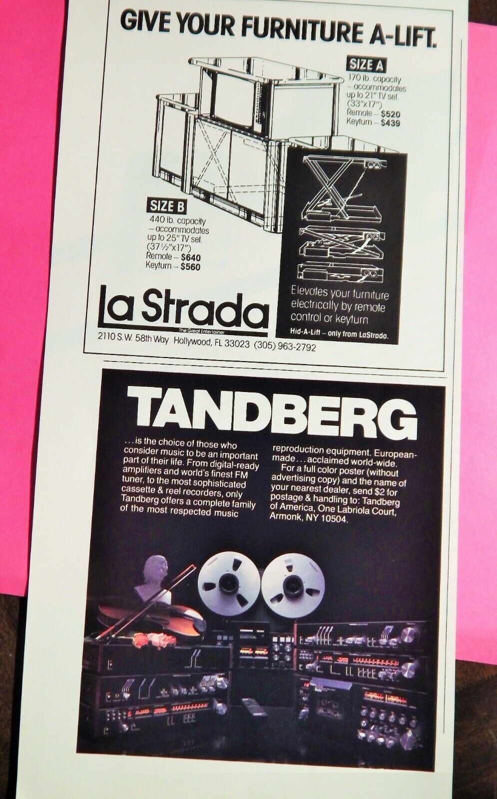 TANDBERG PRO REEL TAPE PLAYER VTG 1986 Photo Poster painting AD, RARE MUCH SOUGHT EPHEMERA