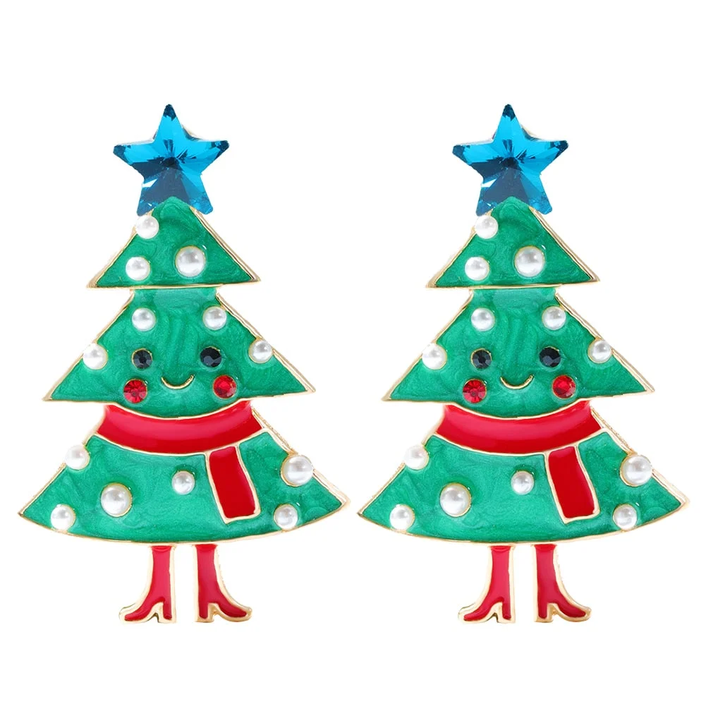 Dvacaman Sparkle Christmas Tree Candy Cane Gingerbread House Christmas Cactus Snowman Santa Drop Earrings For Women Cute Jewelry