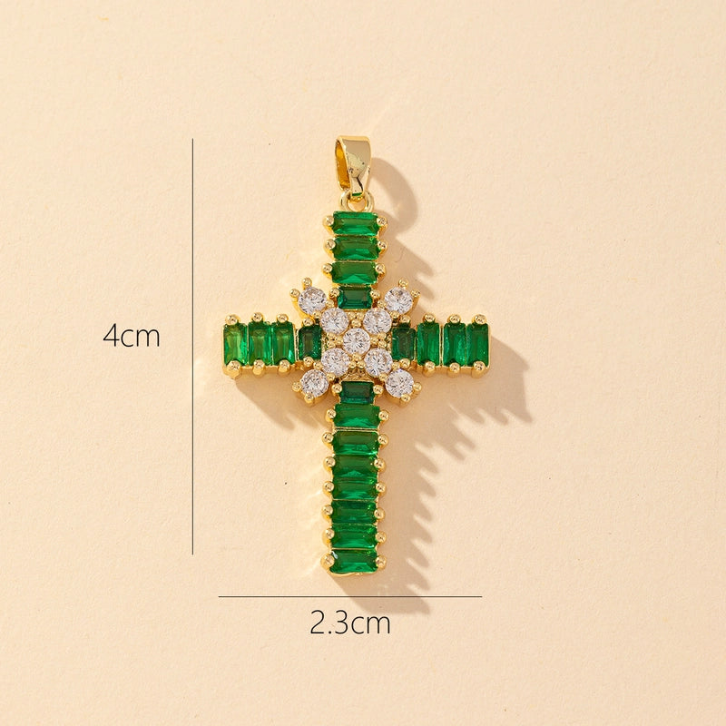 1 Piece Copper Zircon Printing Pendant