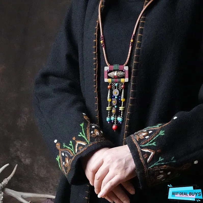 Ethnic style creative necklace tassel necklace temperament pendant necklace vintage sweater chain