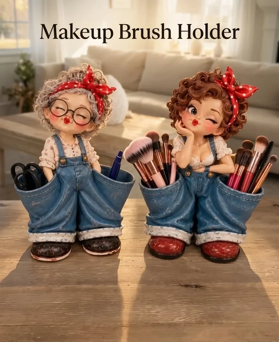 Retro Girl Makeup Brush Holder