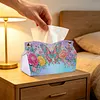(24cm)Purple Rainbow Butterfly 24cm DIY Diamond Painting Rhinestones Decorative Tissue Box Reusable Crystal Mosaic PU Tissue Holder for Home Car Desk Decoration Craft