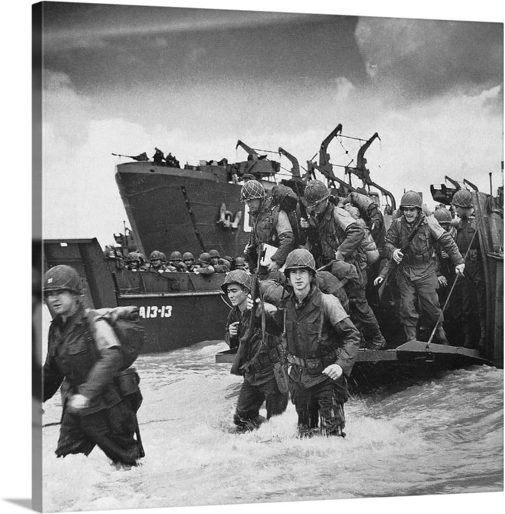 World War II: D-Day, 1944, American Canvas Wall Art Print, Military Artwork 20 x 20 inch