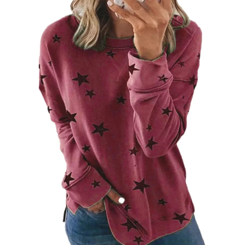 Uveng Loose Oversized Long Sleeves T-shirt Printed Sweaters