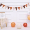 20PCS Retro Brown Beige Orange HAPPY BIRTHDAY Party Wall Hanging Flags