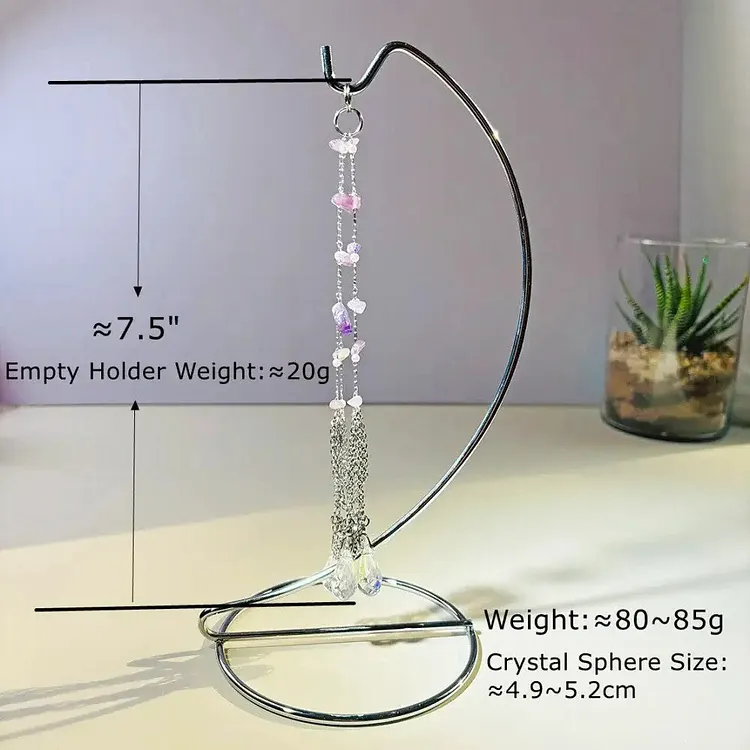 Hanging Crystal Stand with Stainless Steel Mesh Holder (Sphere Not Included)