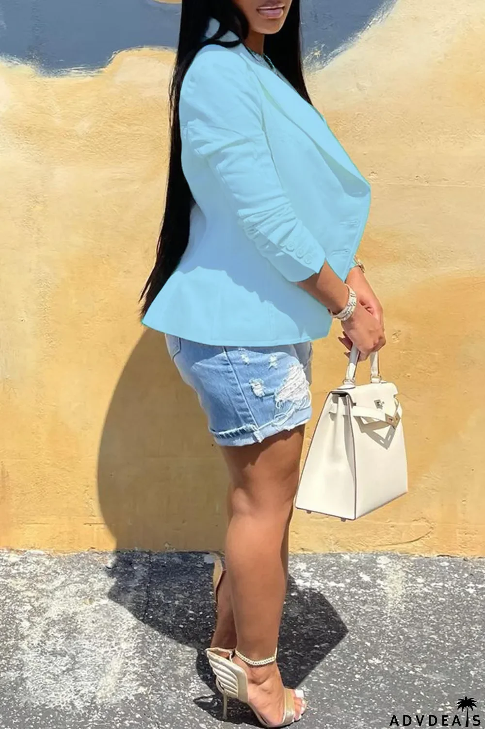 Red Fashion Casual Solid Cardigan Turndown Collar Outerwear