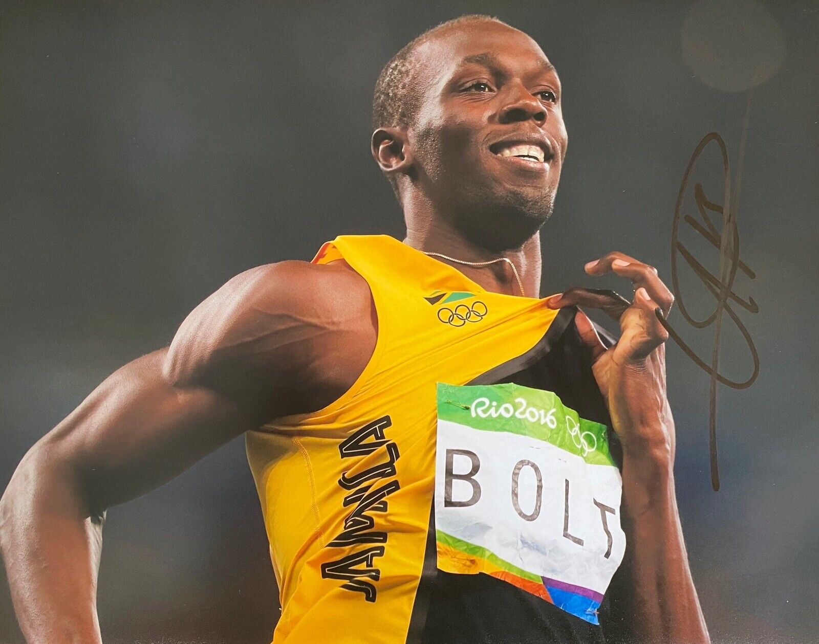 Usain Bolt Genuine Hand Signed Jamaica 14x12 Photo Poster painting - See Photo Poster painting Proof - 10