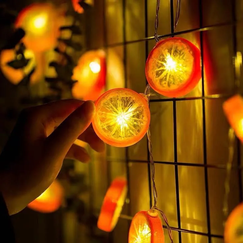Fruit Lemon Slice String Lights USB LED Flashing Garland Hanging Lamp Battery Powered Indoor Outdoor Lighting Night Light Room