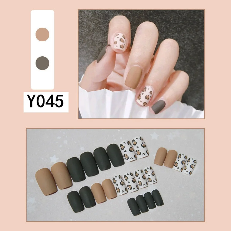 Fashion 24pc/set French Styel Press On False Nail Tips 10 Sizes Fake Nails Full Cover Nail Tips With Nail Adhesive Tab Sticker-Nail Inspo