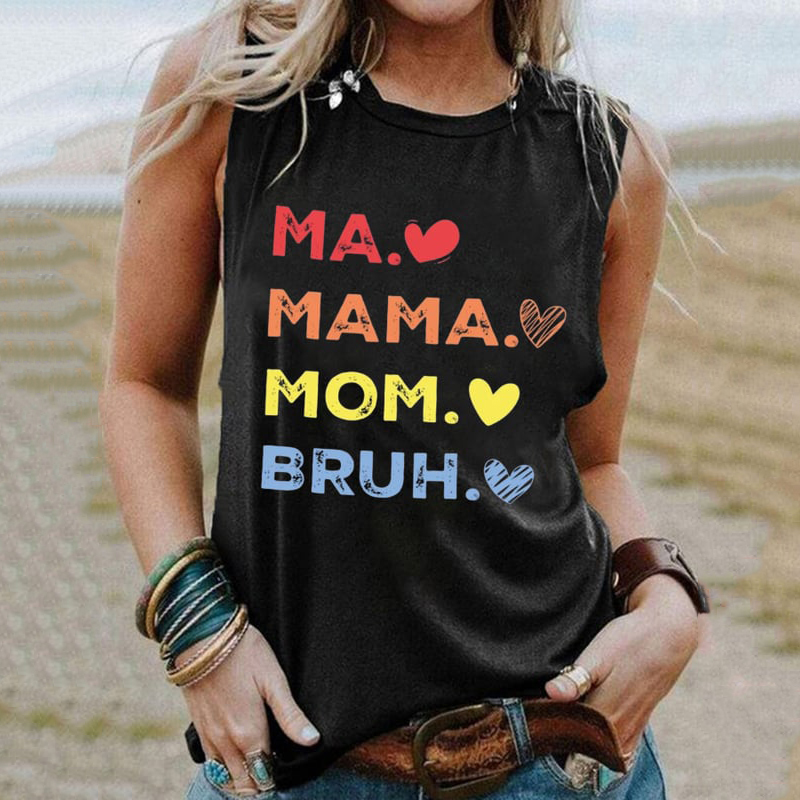Comstylish Mother's Day Ma Mama Mom Bruh Print Tank Top