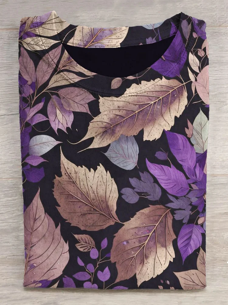 Unisex Purple Leaves Abstract Print Design T-Shirt
