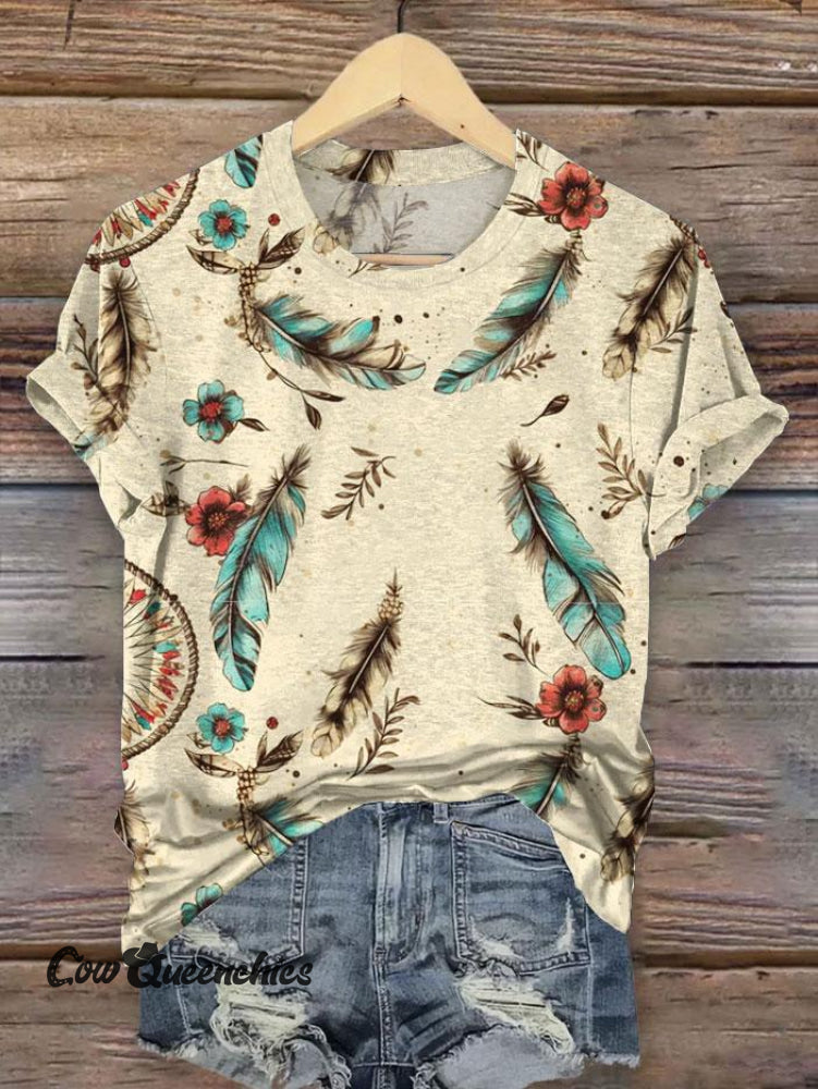 Vintage Western Print T-Shirt Multicolor / S