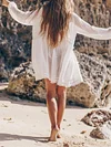 Chiffon Loose Split-Joint Long Sleeve Vacation Mini Dress