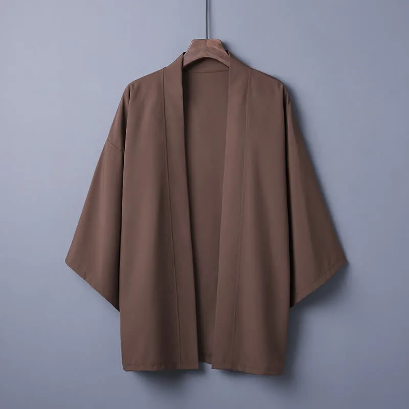 Vintage Pure Color Casual Cardigan Kimono Outerwear