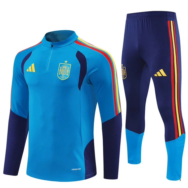 2627 Spain Long-sleeved Half-length Training Suit Adult Set