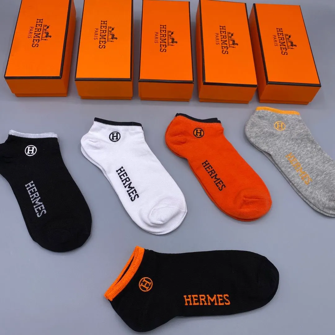 Summer Socks Men's Short Socks Cotton Socks Thin Short Tube Breathable Sports Sweat-Absorbent Deodorant Boxed 5 Pairs
