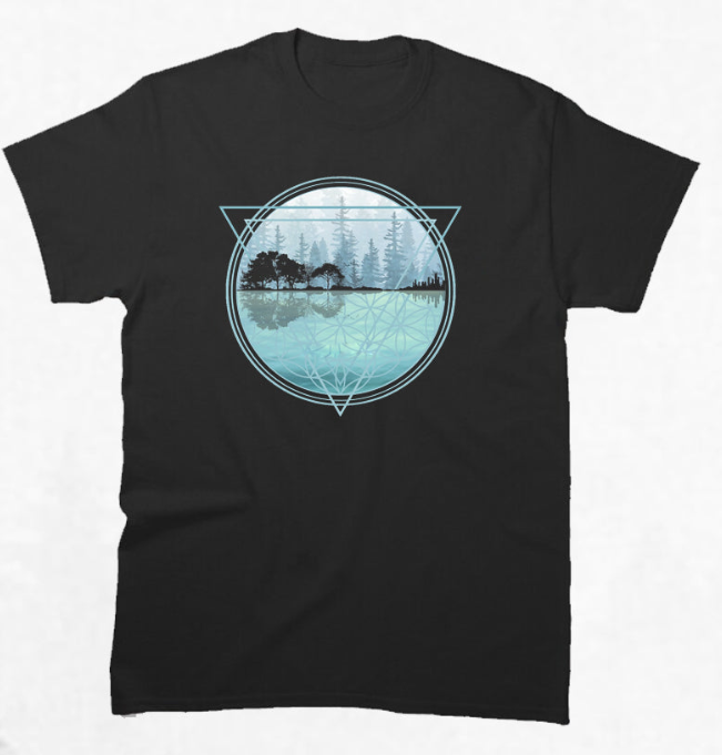 Men's Forest and Ocean Geometric Short-Sleeved Shirt