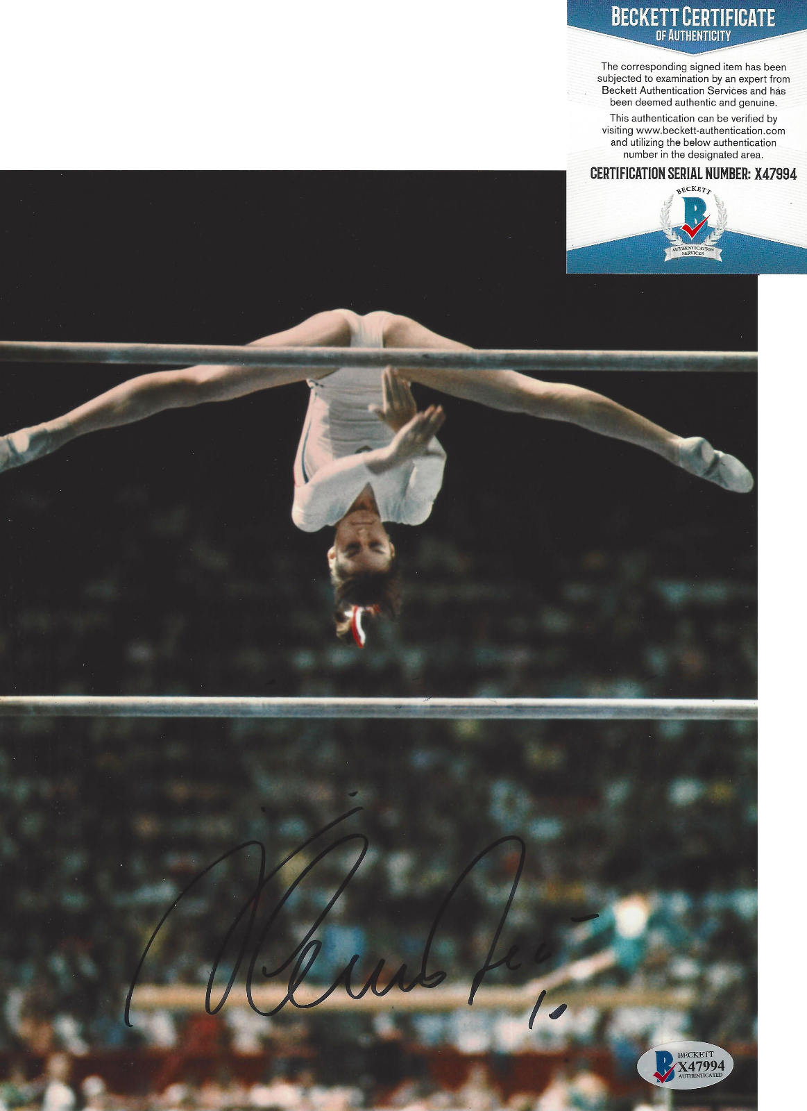 GYMNAST NADIA COMANECI SIGNED OLYMPIC GOLD MEDAL SIGNED 8X10 Photo Poster painting 5 BECKETT COA