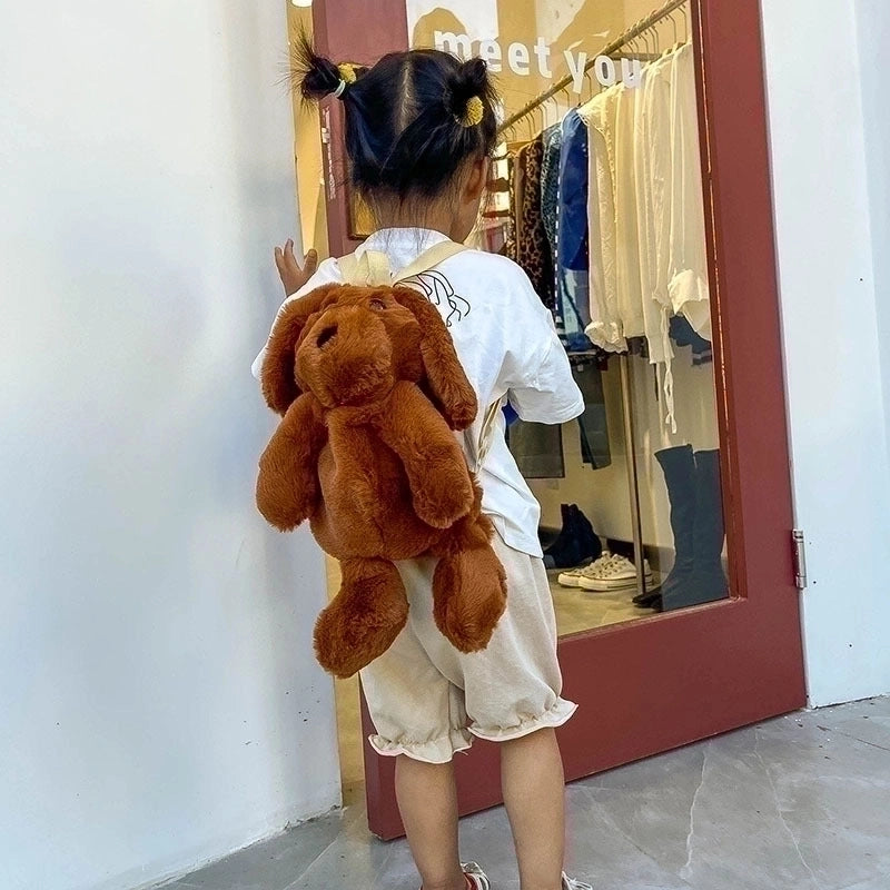 Girl’s Small Autumn&winter Plush Animal Cute Zipper Fashion Backpack