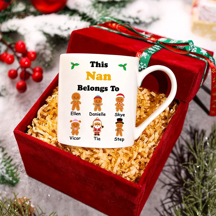 Personalized 1-6 Names and 3 Text Family Mug Set With Gift Box-Christmas Birthday Gift Ceramic Coffee Mug for Family