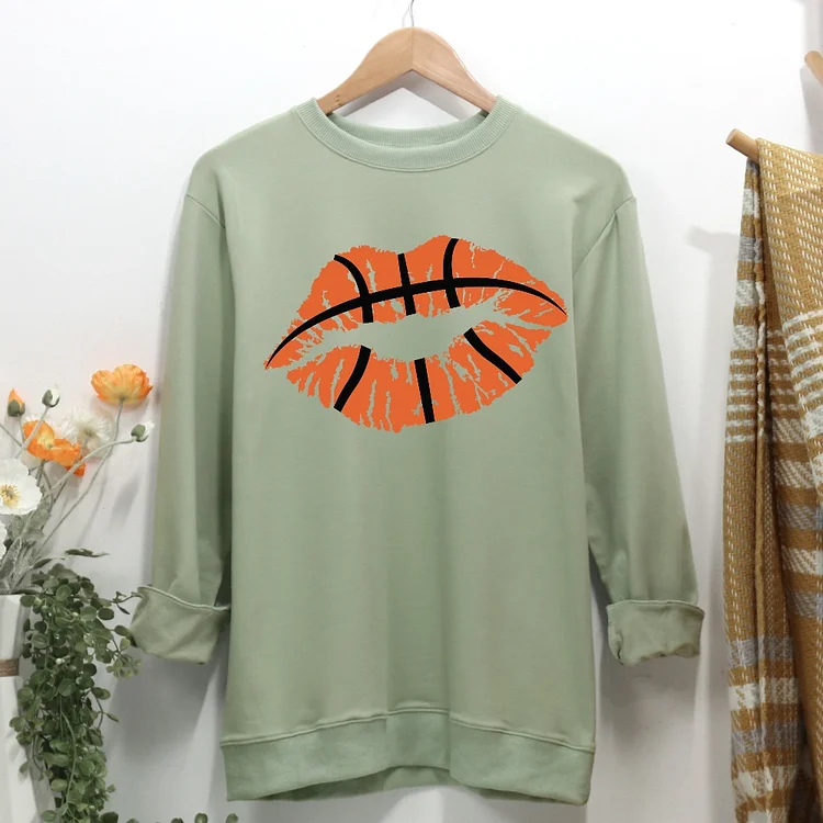 Basketball Lips Women Casual Sweatshirt-Annaletters