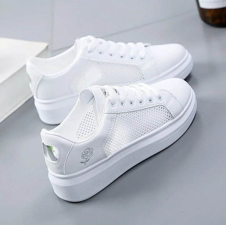 2021 New Spring Tenis Feminino Lace-up White Shoes Woman PU Leather Solid Color Female Shoes Casual Women Shoes Sneakers