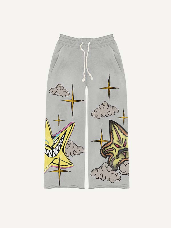Star Print Elastic Waist Pants