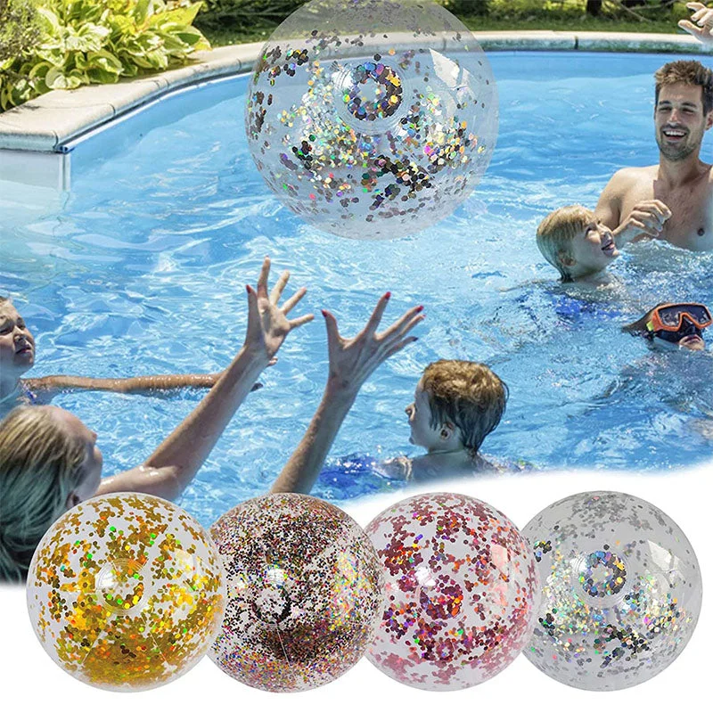 Glitter Beach Ball Family Party Water Toy with Inflator
