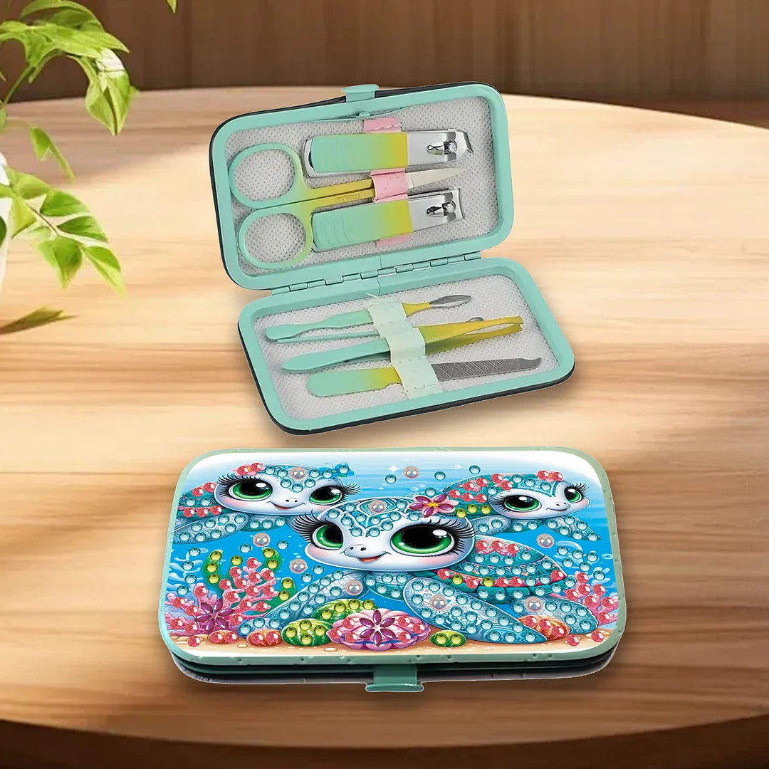 Sea Turtle Diamond Painting Nail Art Bag Set Includes 7 Professional Tools