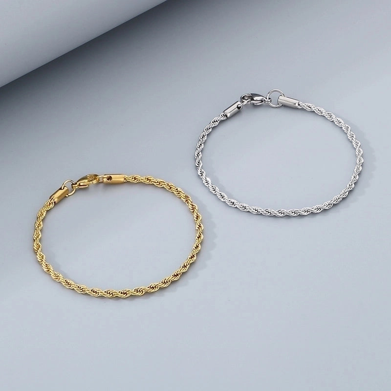Minimalist Twist 304 Stainless Steel 18K Gold Plated Bracelets In Bulk