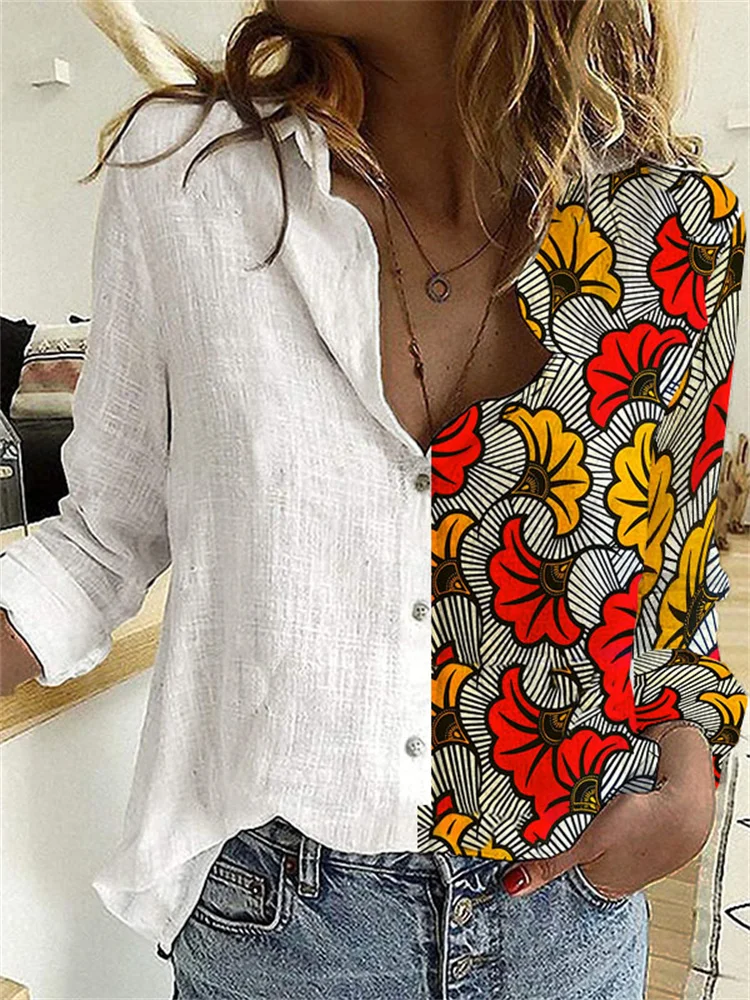 African Traditional Ethnic Print Patchwork Blouse