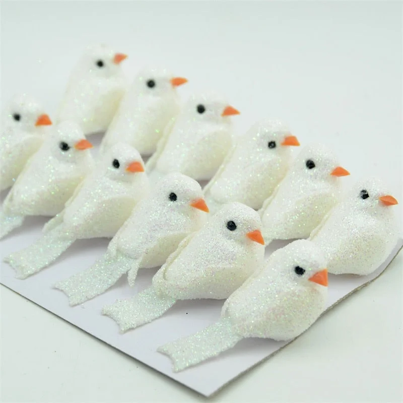 4pcs/lot Cheap Mini Artificial Glittering Foam Birds Home Wedding Party Decorative Handicraft Diy Gift Box Accessories