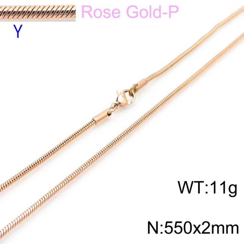 Jewelry Classic Style Solid Color Titanium Steel 18K Gold Plated Chain Necklace