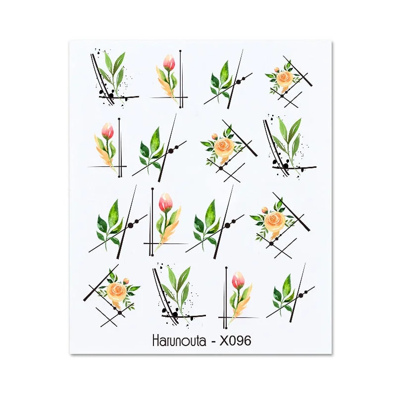 1PC Avocado/Watermelon/Orange Nail Stickers Summer Fruit Leaves Transfer Decals Sliders For Nails DIY Decoration Manicures-Nail Inspo