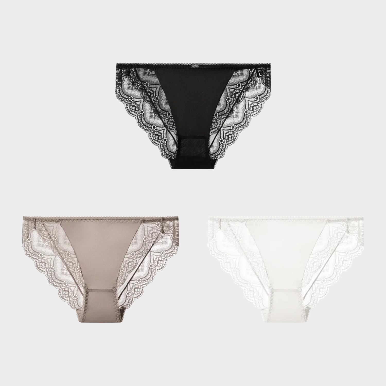 100 Silk with Lace Mid Waisted Briefs for Women 3-Pack REAL SILK LIFE