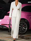 Urban Belly-Hollow Blazers Top&Wide Leg Simple Two-Piece Suits
