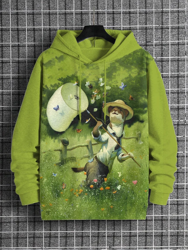 Men's Catching Butterflies Art Print Hooded Sweatshirt