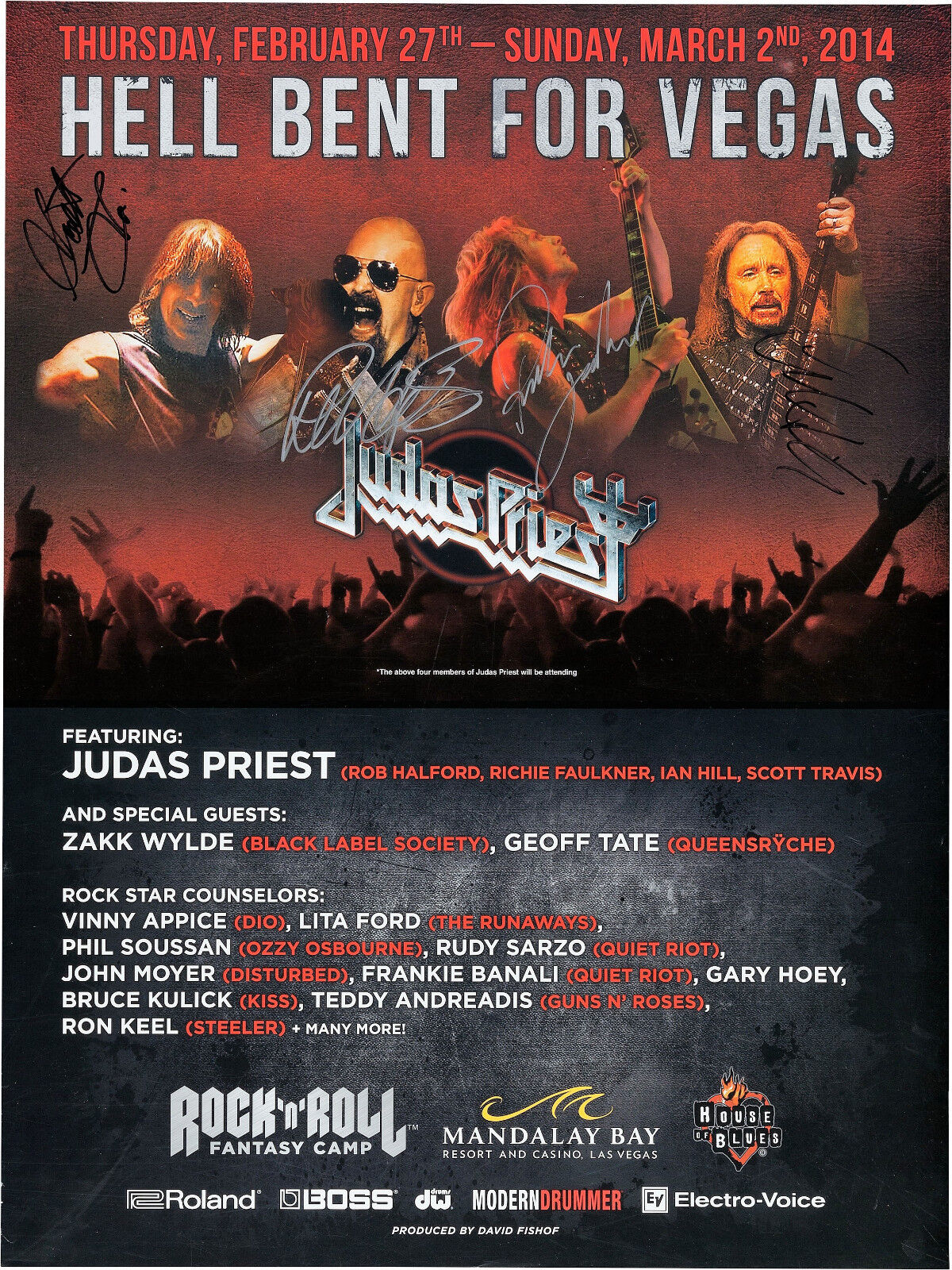 JUDAS PRIEST Signed Photo Poster paintinggraph - Rock & Heavy Metal Band - preprint