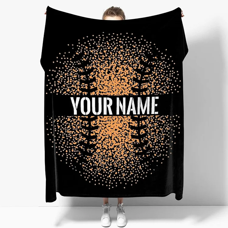 Personalized Baseball Blanket with Name Customized Blanket | BKKid643